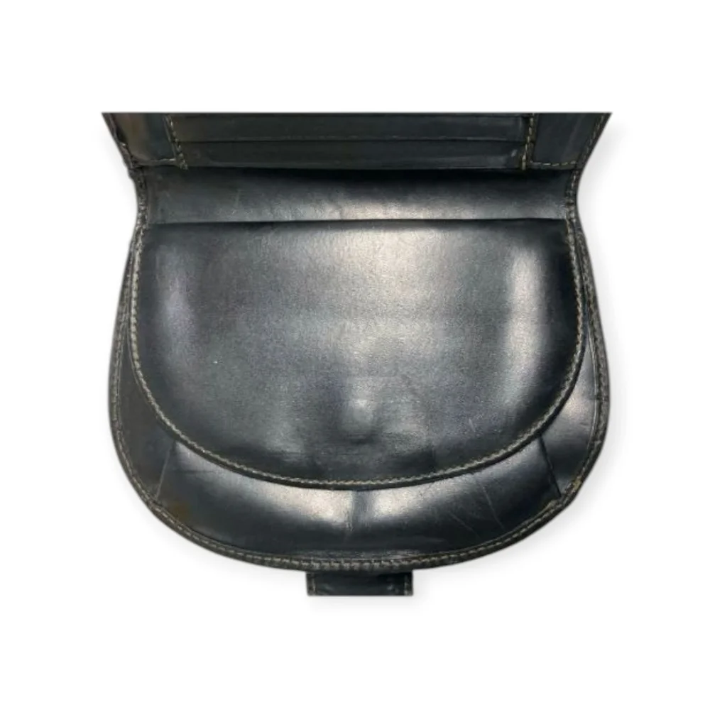 Fendi Vintage Pequin Stripe Half Moon Wallet Brown Black COA